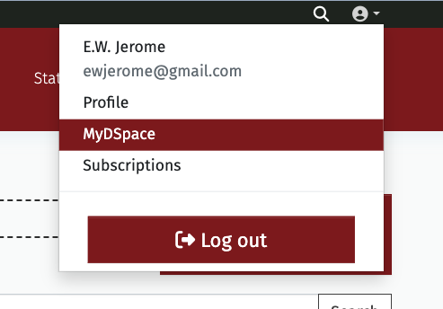 The MyDSpace menu option in ScholarWorks