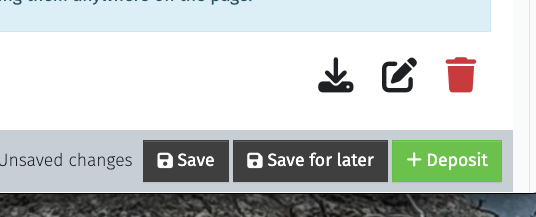 The green deposit button in the ScholarWorks submission form