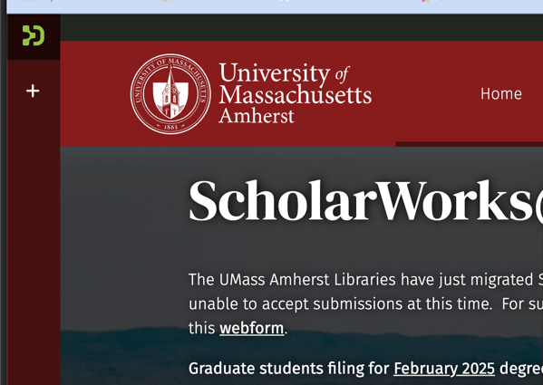 The plus sign that appears in the lefthand menu of ScholarWorks after a user has succesfully logged in.